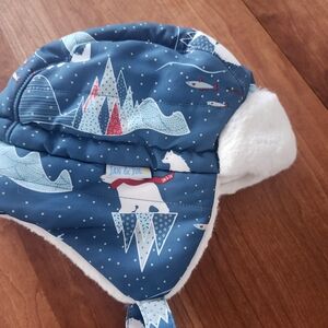 Blue Winter Hat with White Fur Lining